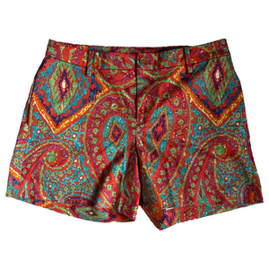 Lauren Ralph Lauren Red and Green Paisley Women Shorts B2